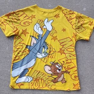 Tom and Jerry - All Over Print‎ T Shirt AOP Yellow Red Orange, Fits Mens M